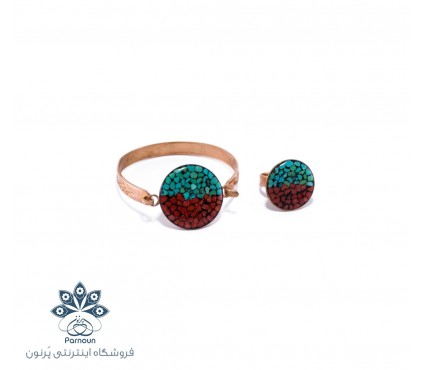 دستبند و انگشتر فیروزه و مرجان طرح آترین