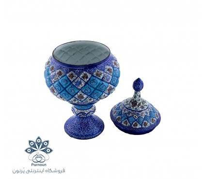 قندان پایه دار مینا کاری