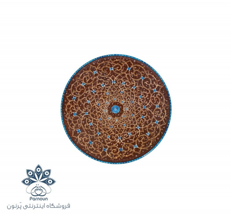 بشقاب میناکاری 16 سانتی‌متری قهوه ای