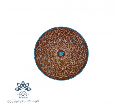 بشقاب میناکاری 16 سانتیمتری قهوه ای