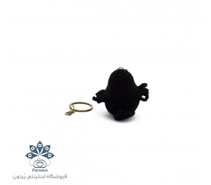 عروسک آویز دار قلاب بافی کلاغ نوک طلا