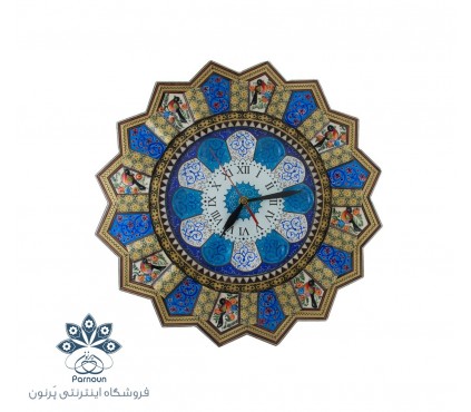 ساعت خورشیدی با 3 هنر مینا، خاتم و مینیاتور