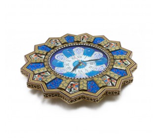 ساعت خورشیدی با 3 هنر مینا، خاتم و مینیاتور