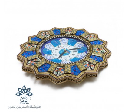ساعت خورشیدی با 3 هنر مینا، خاتم و مینیاتور