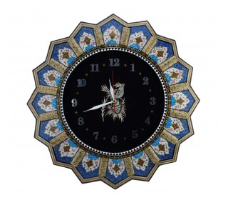 ساعت خاتم و نگارگری تذهیب طرح خورشیدی