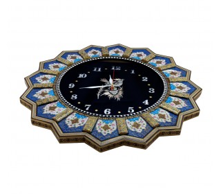 ساعت خاتم و نگارگری تذهیب طرح خورشیدی