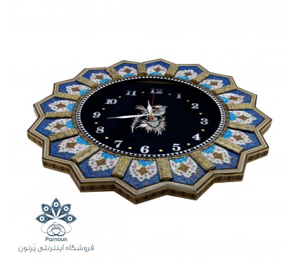 ساعت خاتم و نگارگری تذهیب طرح خورشیدی