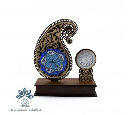 تندیس بته جقه و مینا همراه ساعت