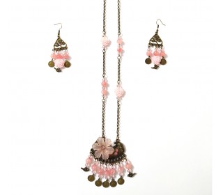 نیم ست رومانتویی (گردنبند,آویز) و گوشواره گل افروز