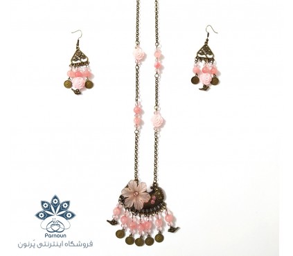 نیم ست رومانتویی (گردنبند,آویز) و گوشواره گل افروز