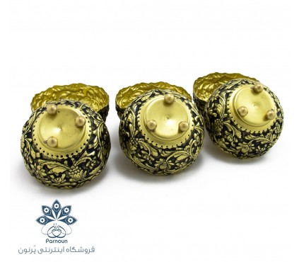 سرویس 6 تایی آجیل خوری قلمزنی برجسته پایه کوتاه اصفهان