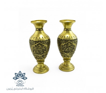 گلدان قلمزنی برنجی 20 سانتیمتری اصفهان