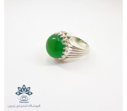 انگشتر عقیق سبز معدنی