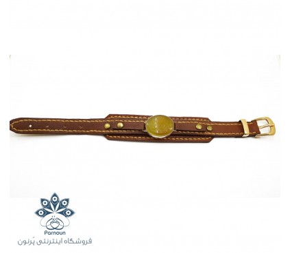 دستبند عقیق چرمی دستدوز