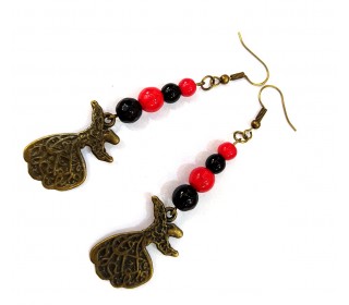 گوشواره سنگ مرجان و اونیکس طرح سماع