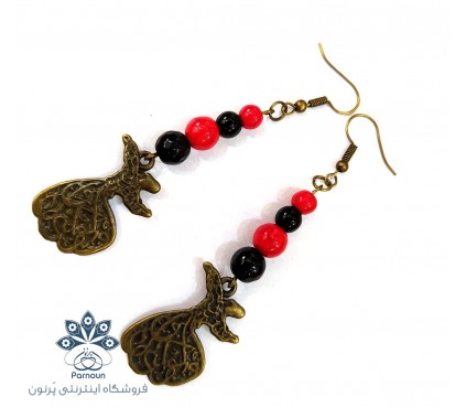 گوشواره سنگ مرجان و اونیکس طرح سماع