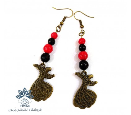 گوشواره سنگ مرجان و اونیکس طرح سماع