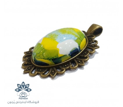 پلاک رزینی دست ساز با قاب برنزی برای ساخت گردنبند و آویز