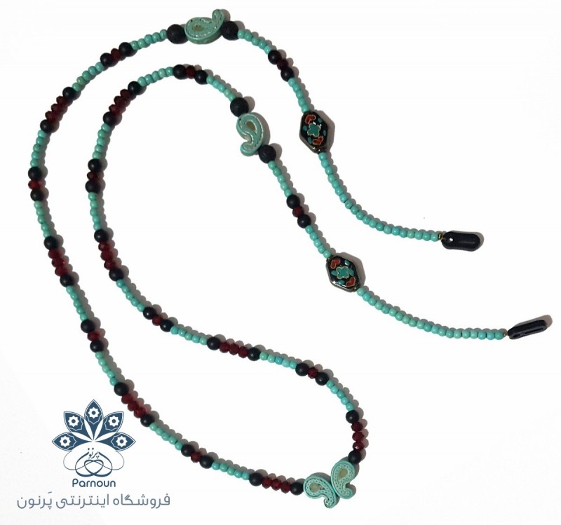 بند عینک فیروزه و مهره تبتی دست‌ساز ترمه