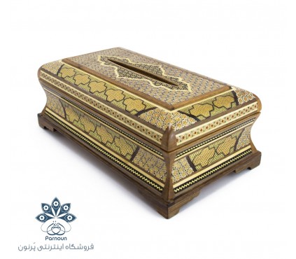 جعبه دستمال کاغذی خاتم کاری اعلای اصفهان