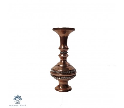 گلدان مسی 16 سانتی نگین دار