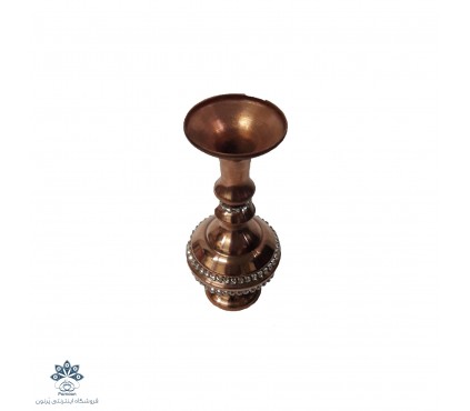 گلدان مسی 16 سانتی نگین دار