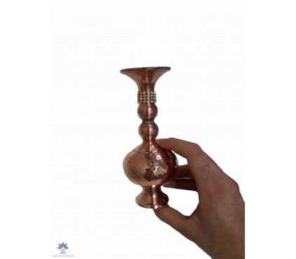 گلدان مسی نگین کاری شده 16 سانتیمتری