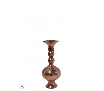 گلدان مسی نگین کاری شده 16 سانتیمتری