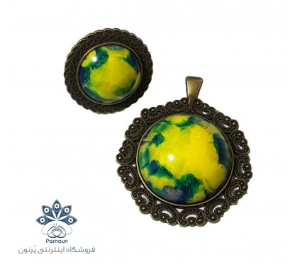 نیم‌ست پلاک آویز و انگشتر رزینی