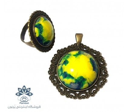 نیم‌ست پلاک آویز و انگشتر رزینی