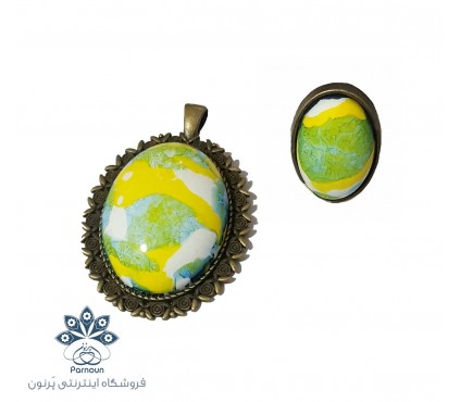 نیم‌ست پلاک آویز و انگشتر رزینی در دو طرح