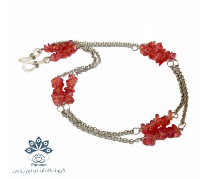 بند عینک سنگ کریستال نامنظم و زنجیر گوهرناز