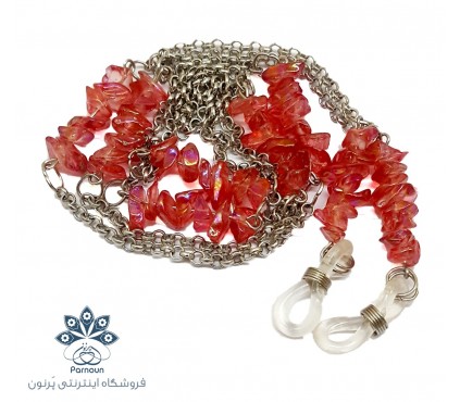 بند عینک سنگ کریستال نامنظم و زنجیر گوهرناز