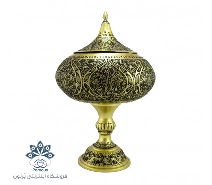 خرید آنلاین شکلات خوری قلمزنی درب دار برنجی