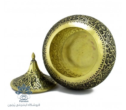 خرید آنلاین شکلات خوری قلمزنی درب دار برنجی