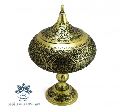 خرید آنلاین شکلات خوری قلمزنی درب دار برنجی