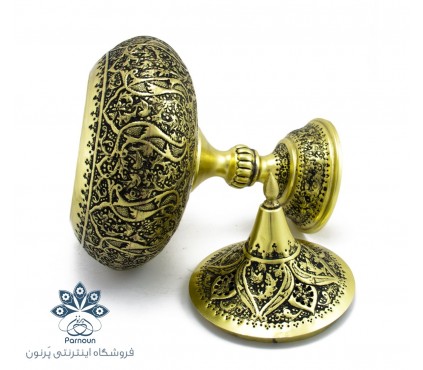 شکلات خوری | آجیل خوری درب دار قلمزنی پایه بلند طلایی