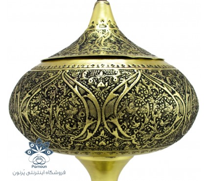 خرید آنلاین شکلات خوری قلمزنی درب دار برنجی