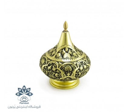 شکلات خوری قلمزنی پایه کوتاه سیاه قلم شده برنجی