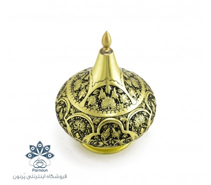 شکلات خوری قلمزنی پایه کوتاه سیاه قلم شده برنجی