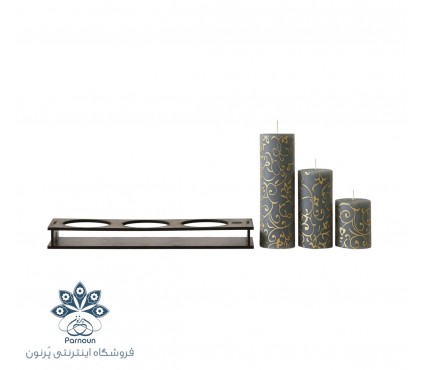 شمع زینتی 3 عددی قطر 5.5سانتیمتر رنگ طوسی با پایه CNC زیبا