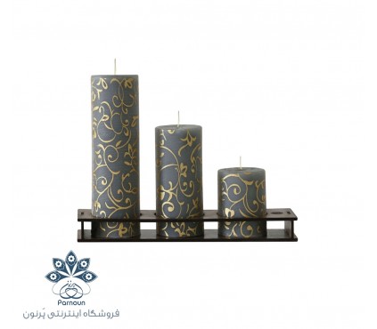شمع زینتی 3 عددی قطر 5.5سانتیمتر رنگ طوسی با پایه CNC زیبا