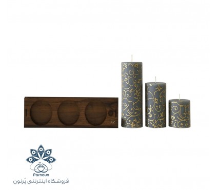 شمع زینتی 3 عددی قطر 5.5سانتیمتر رنگ طوسی با پایه CNC زیبا