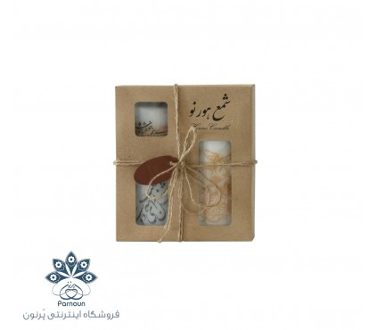 شمع زینتی 3 عددی قطر 7 سانتیمتر رنگ سفید با جعبه کرافت