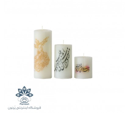 شمع زینتی 3 عددی قطر 7 سانتیمتر رنگ سفید با جعبه کرافت