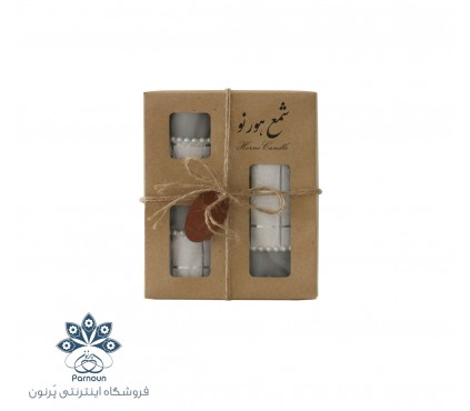ست شمع 3 عددی استوانه ای تزئینی با رنگ طوسی و جعبه 