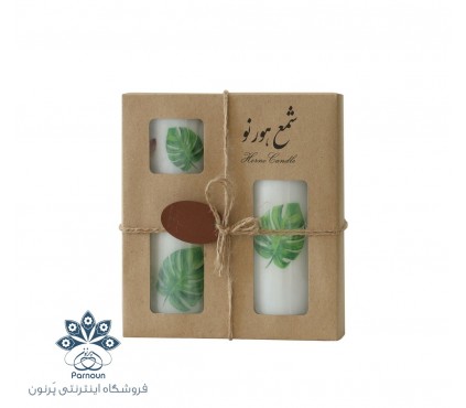 ست شمع 3 عددی استوانه ای تزئینی رنگ سفید با طرح ترانسفر 