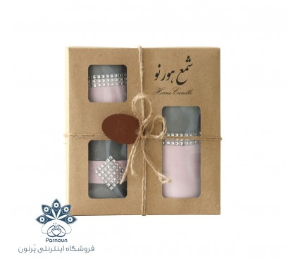 ست شمع 3 عددی استوانه ای تزئینی رنگ طوسی با جعبه کرافت زیبا