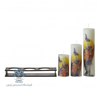شمع استوانه ای تزیینی طرح پروانه قطر 5.5