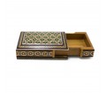 جعبه پاسور  چوبی خاتم کاری  شده اصفهان با درب کشویی و مجزا